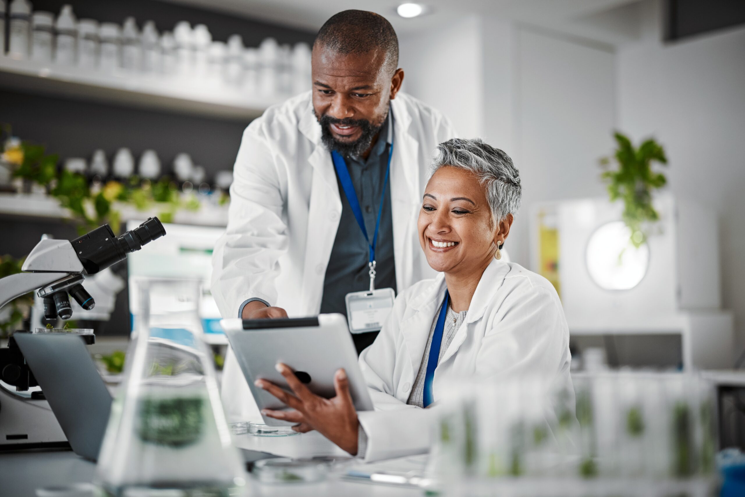 Teamwork,,People,Or,Tablet,In,Biology,Laboratory,,Science,Collaboration,Or